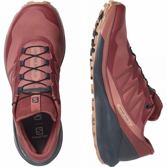 Dark Red Salomon SENSE RIDE 4 Women's Trail Running Shoes | AE-510FDVP