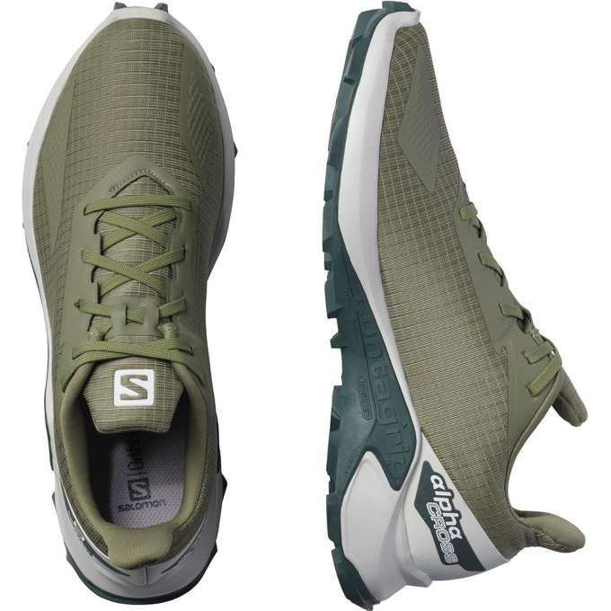 Deep Green Salomon ALPHACROSS BLAST Men's Road Running Shoes | AE-259ZRTA