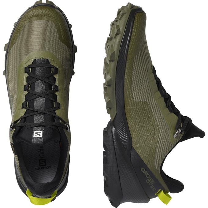 Deep Green Salomon CROSS OVER GORE-TEX Men's Running Shoes | AE-731VHSQ