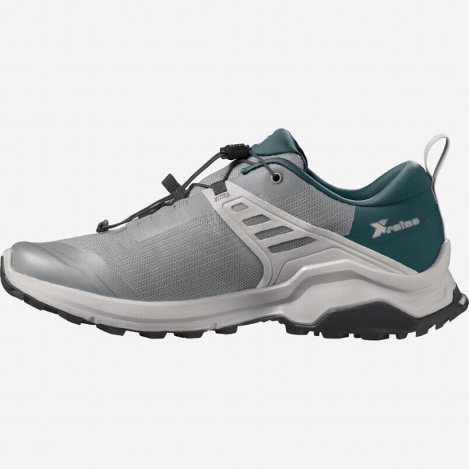 Deep Grey / Turquoise Salomon X RAISE GORE-TEX Men's Hiking Shoes | AE-237LTZR