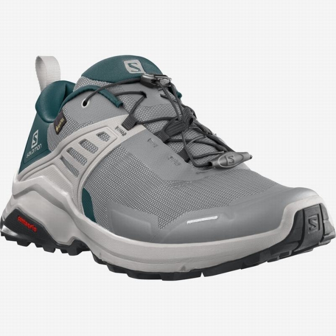 Deep Grey / Turquoise Salomon X RAISE GORE-TEX Men's Hiking Shoes | AE-237LTZR