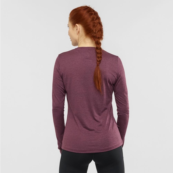 Fuchsia Salomon AGILE LS W Long Sleeve Women's T Shirts | AE-087TQXP