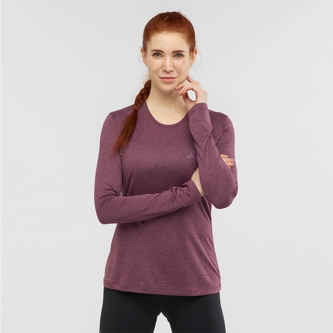 Fuchsia Salomon AGILE LS W Long Sleeve Women's T Shirts | AE-087TQXP