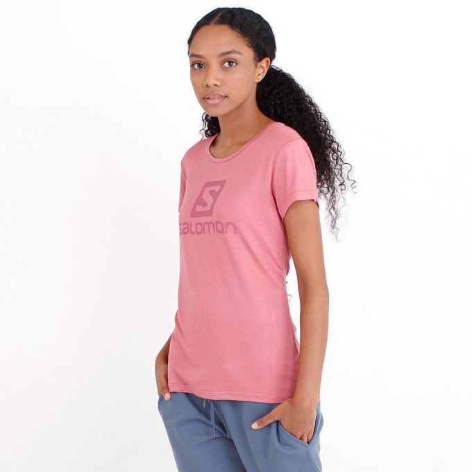 Fuchsia Salomon WARRIOR SS TE W Women's T Shirts | AE-092KYZI