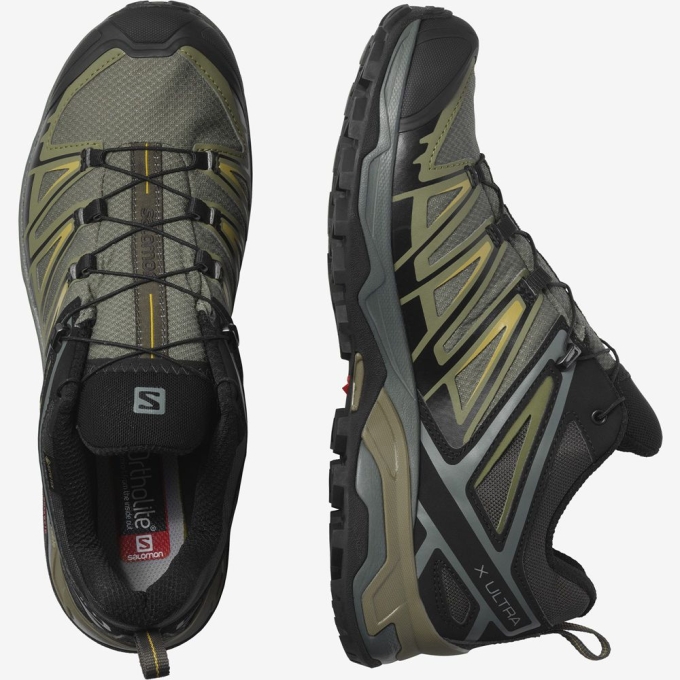 Gold Salomon X ULTRA 3 GORE-TEX Men's Hiking Shoes | AE-698TFHV