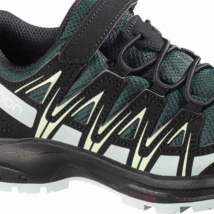 Green / Black Salomon XA PRO 3D CSWP K Kids' Trail Running Shoes | AE-079LZWT