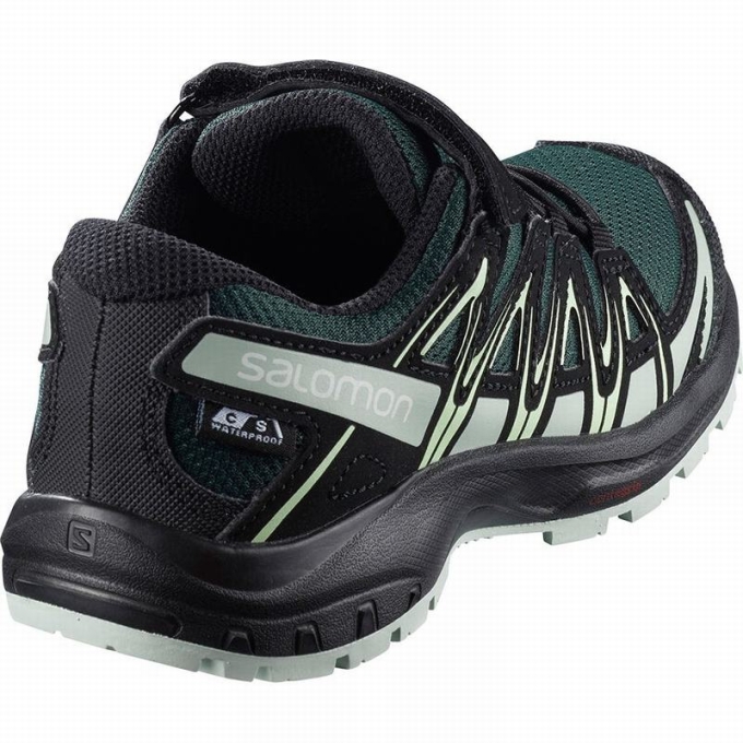 Green / Black Salomon XA PRO 3D CSWP K Kids' Trail Running Shoes | AE-079LZWT