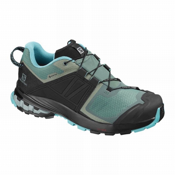 Green / Black Salomon XA WILD GORE-TEX Women\'s Trail Running Shoes | AE-457UREO