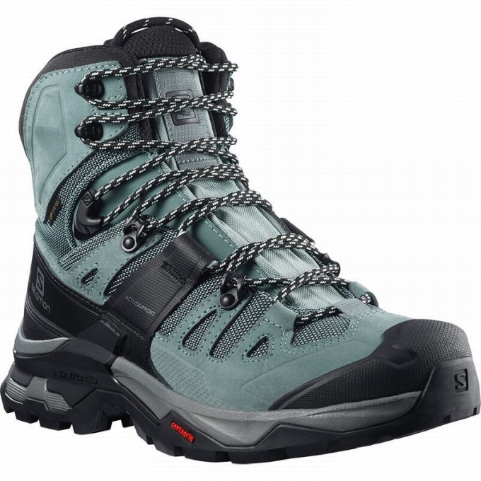 Green / Blue Salomon QUEST 4 GORE-TEX Women's Hiking Boots | AE-046FYOR