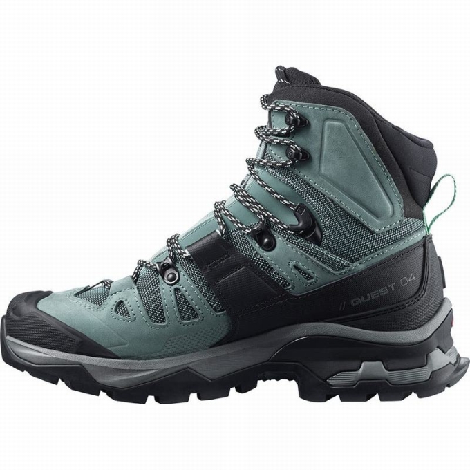 Green / Blue Salomon QUEST 4 GORE-TEX Women's Hiking Boots | AE-046FYOR