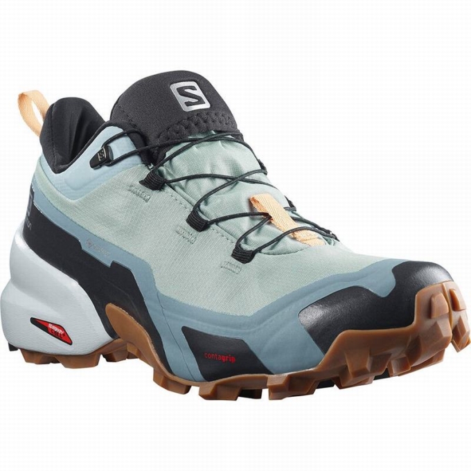 Green / Cream Salomon CROSS HIKE GORE-TEX Women's Hiking Shoes | AE-539ZDTK