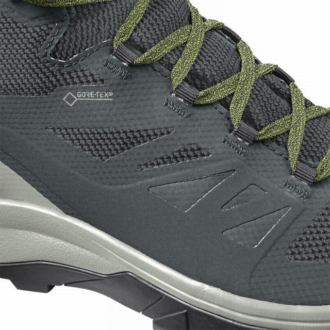 Green / Grey Salomon OUTLINE MID GORE-TEX Men's Hiking Boots | AE-652IHYG