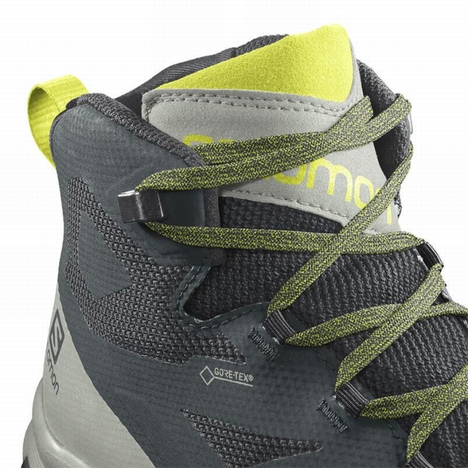 Green / Grey Salomon OUTLINE MID GORE-TEX Men's Hiking Boots | AE-652IHYG