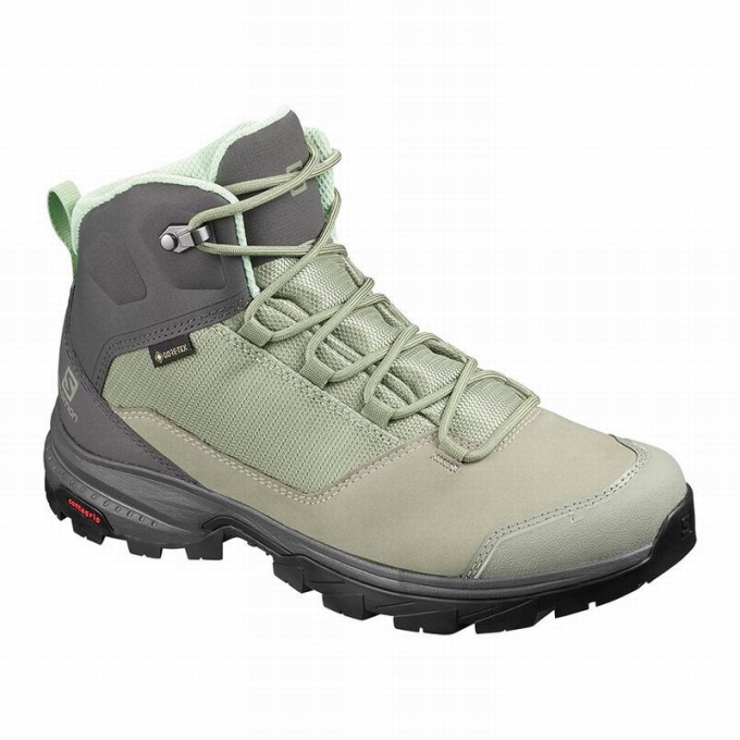 Green / Grey Salomon OUTWARD GORE-TEX Women\'s Hiking Boots | AE-017IFYA