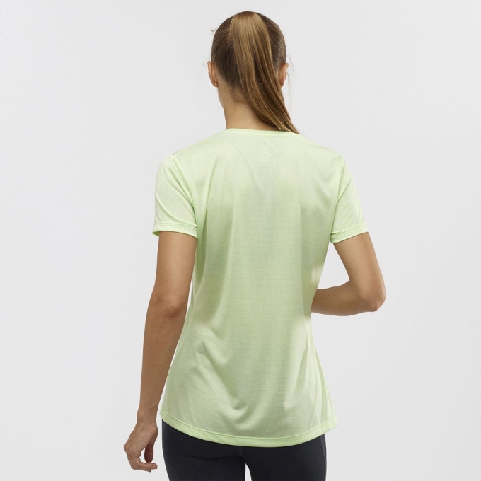 Green Salomon AGILE Road Running Short Sleeve Women's T Shirts | AE-421FKQX