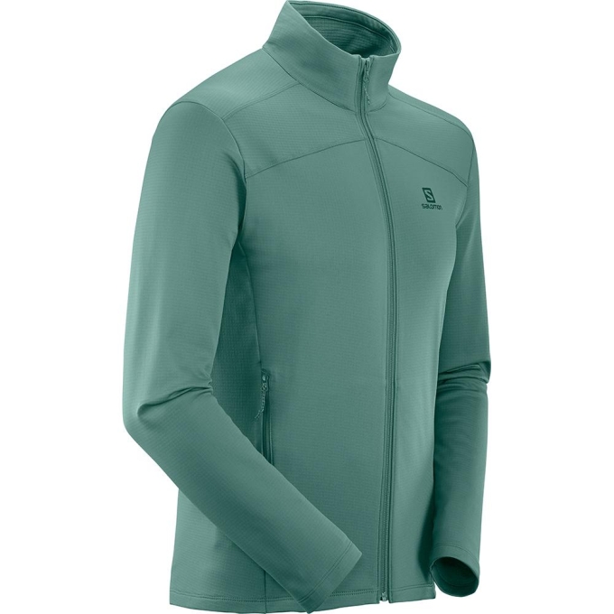 Green Salomon DISCOVERY LT FZ M Men's Midlayers | AE-409GHZS