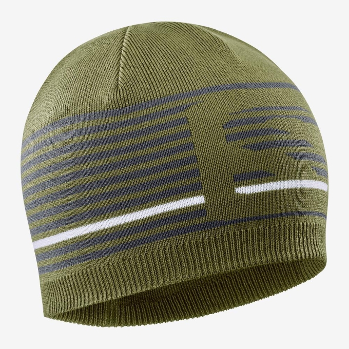 Green Salomon FLATSPIN Men's Beanie | AE-712PRXF