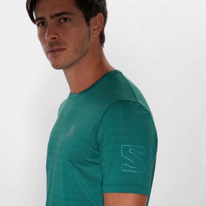 Green Salomon OUTLINE New Trail Running Gear Men's T Shirts | AE-482FRNX