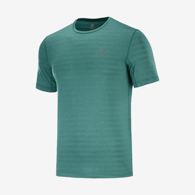 Green Salomon OUTLINE New Trail Running Gear Men's T Shirts | AE-482FRNX