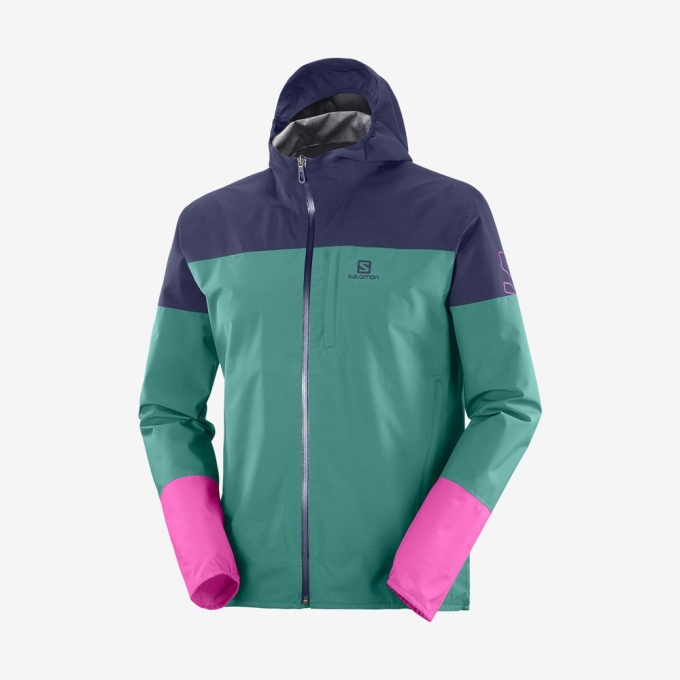 Green Salomon OUTRACK WATERPROOF 2.5L Men's Jackets | AE-158UWLK