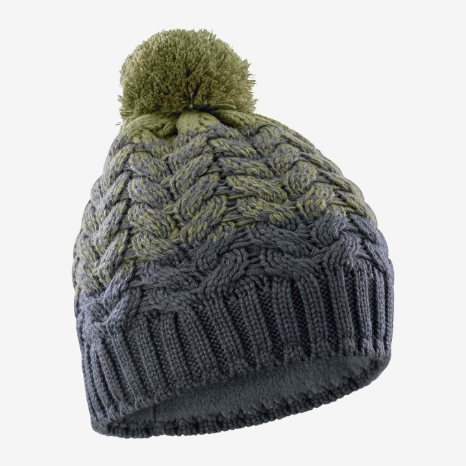 Green Salomon POLY Men\'s Beanie | AE-286ODUG