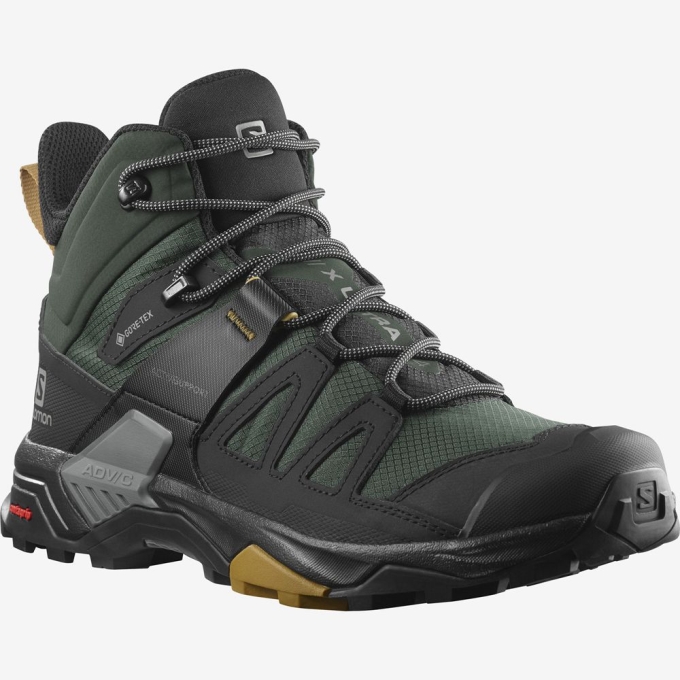 Green Salomon X ULTRA 4 MID GORE-TEX Men's Hiking Boots | AE-274JOFC