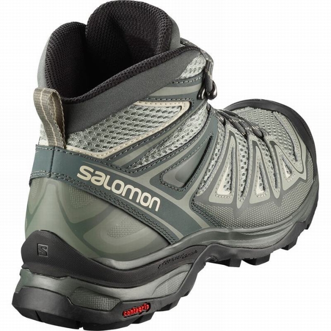 Green Salomon X ULTRA MID 3 AERO Women's Hiking Boots | AE-154NEYG