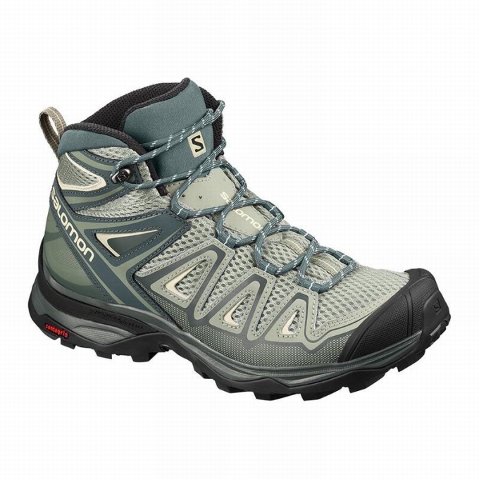 Green Salomon X ULTRA MID 3 AERO Women\'s Hiking Boots | AE-154NEYG