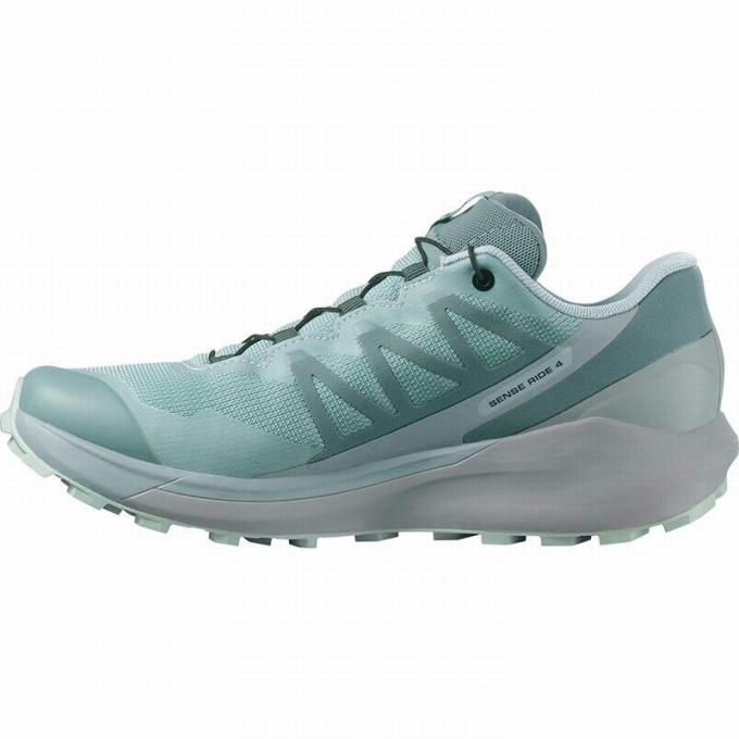 Green / Turquoise Salomon SENSE RIDE 4 GORE-TEX INVISIBLE FIT Women's Trail Running Shoes | AE-721CKND