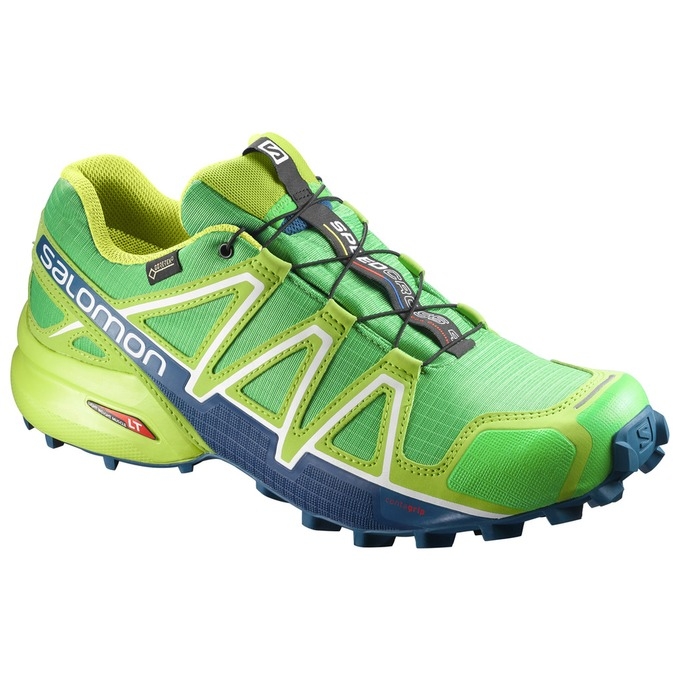 Green / Yellow Salomon SPEEDCROSS 4 GTX Men\'s Trail Running Shoes | AE-205HDVA