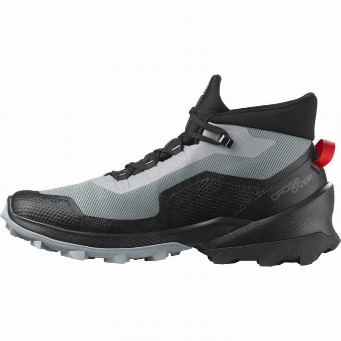 Grey / Black Salomon CROSS OVER CHUKKA GORE-TEX Men's Hiking Shoes | AE-950RZPM