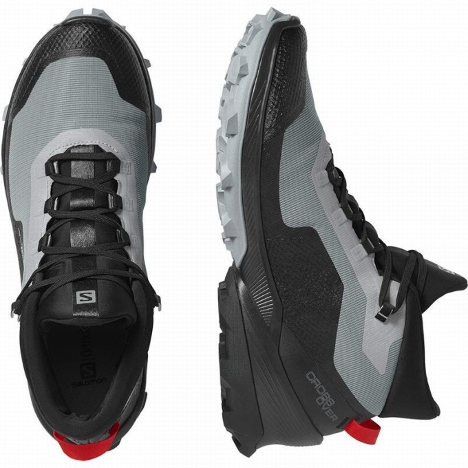 Grey / Black Salomon CROSS OVER CHUKKA GORE-TEX Men's Hiking Shoes | AE-950RZPM