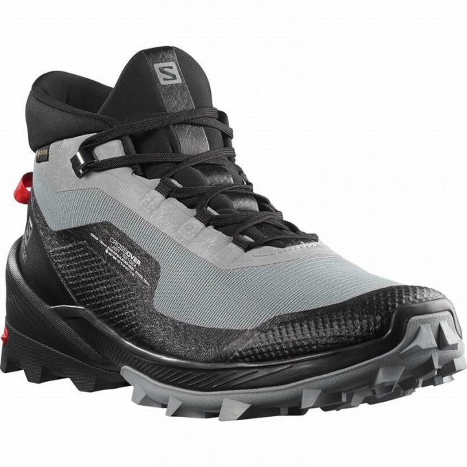 Grey / Black Salomon CROSS OVER CHUKKA GORE-TEX Men's Hiking Shoes | AE-950RZPM