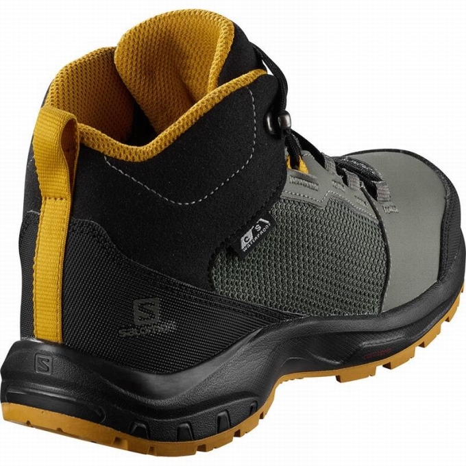 Grey / Black Salomon OUTWARD CLIMASALOMON WATERPROOF Kids' Hiking Shoes | AE-658SDHK