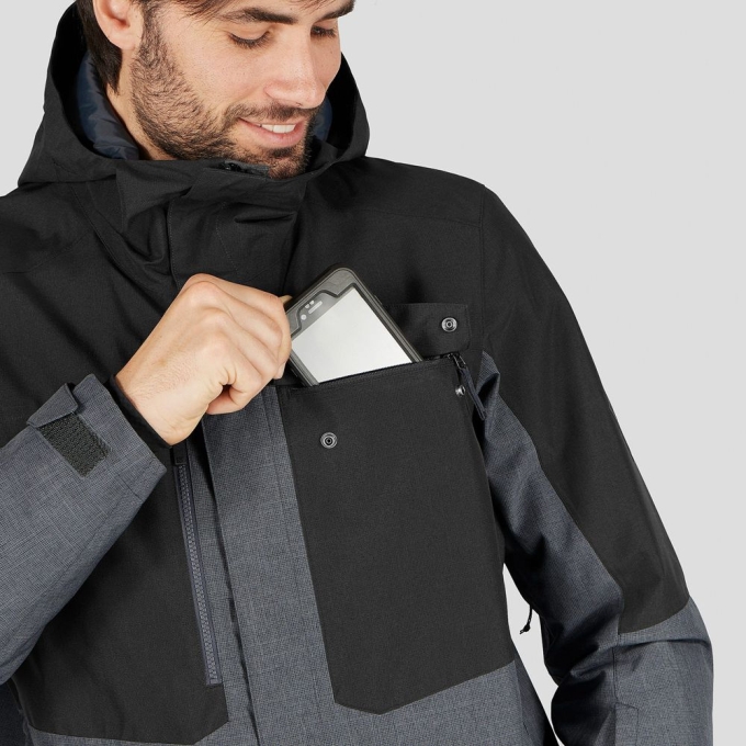 Grey / Black Salomon POWDERSTASH M Ski Men's Jackets | AE-012KETD