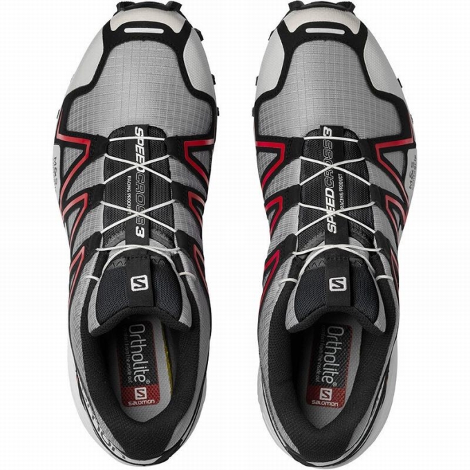 Grey / Black Salomon SPEEDCROSS 3 Men's Trail Running Shoes | AE-729CAQS