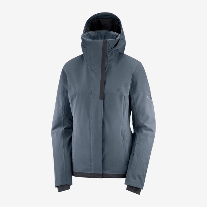 Grey / Black Salomon SPEED Ski Women's Jackets | AE-015OKWV