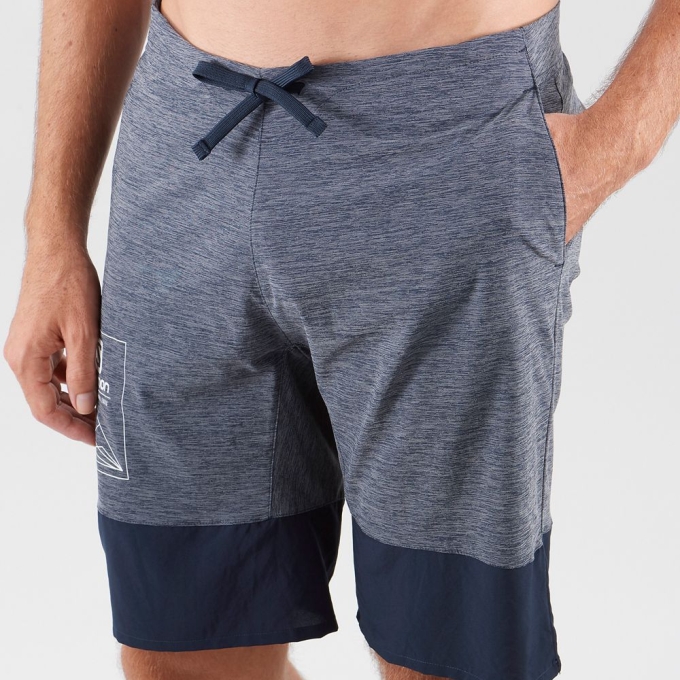 Grey / Navy Salomon XA TRAINING Men's Shorts | AE-654ICWY