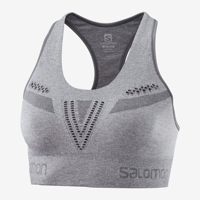 Grey Salomon ESSENTIAL MOVE ON SEAMLESS Sport Women's Sports Bras | AE-635MPRF