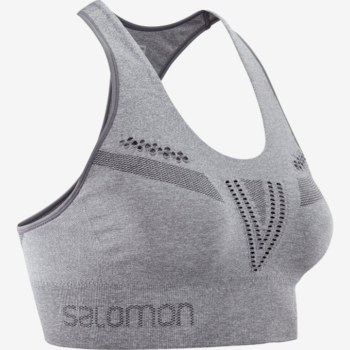 Grey Salomon ESSENTIAL MOVE ON SEAMLESS Sport Women's Sports Bras | AE-635MPRF