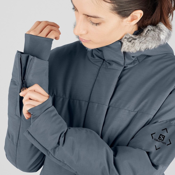 Grey Salomon SNUGGLY WARM W Ski Women's Jackets | AE-062TEXY