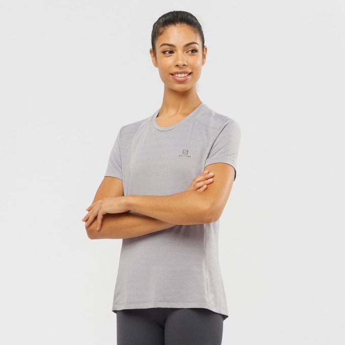 Grey Salomon XA W Short Sleeve Women\'s T Shirts | AE-350GEJB