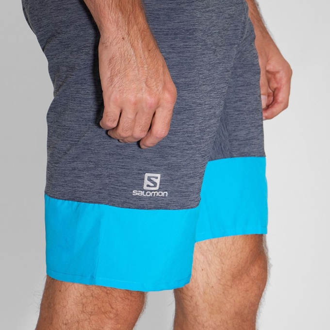 Grey / Sky Blue Salomon XA TRAINING Men's Shorts | AE-307HYSL