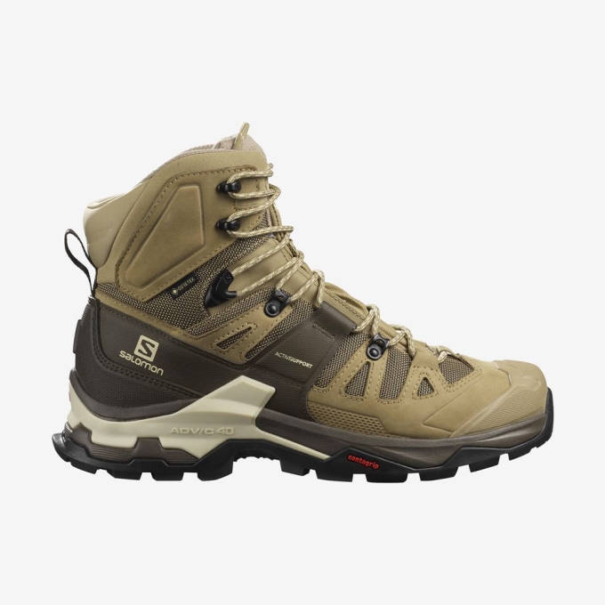 Khaki Salomon QUEST 4 GORE-TEX Men\'s Hiking Boots | AE-317KWCU