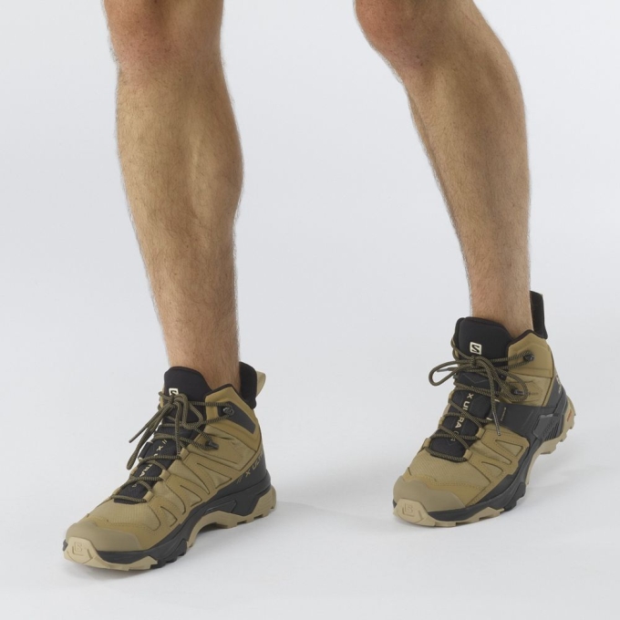 Khaki Salomon X ULTRA 4 MID GORE-TEX Men's Hiking Boots | AE-269BECI