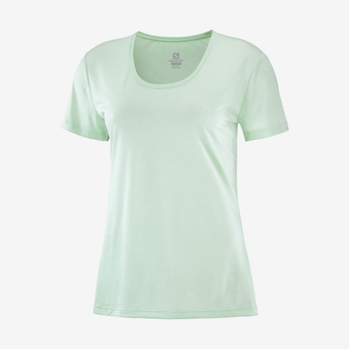 Light Blue Salomon AGILE Road Running Short Sleeve Women's T Shirts | AE-362MYFH