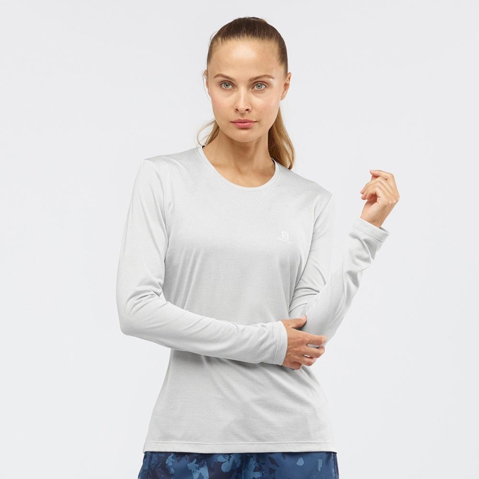 Light Grey Salomon AGILE LS W Long Sleeve Women's T Shirts | AE-704VQGH