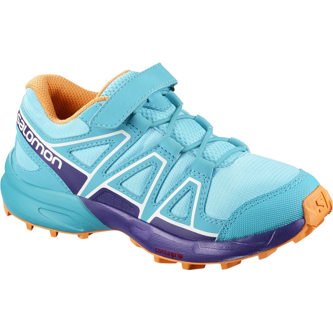 Light Turquoise Salomon SPEEDCROSS BUNGEE K Kids\' Trail Running Shoes | AE-874CFNV