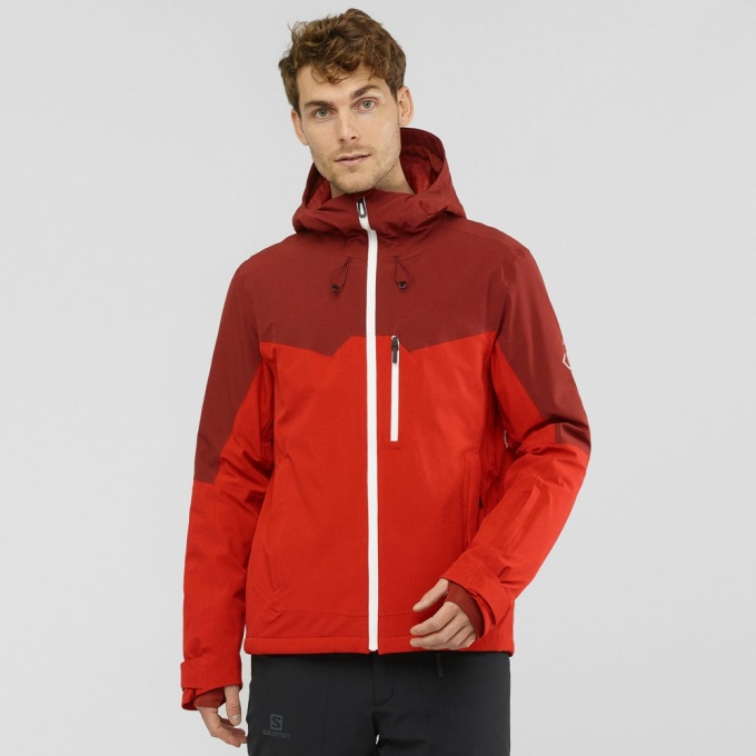 Maroon Salomon UNTRACKED Ski Men\'s Jackets | AE-328VFJP