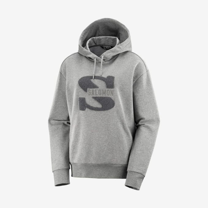 Mid Grey Salomon OUTLIFE LOGO SUMMER Hooded Women's Pullover | AE-421RWIU